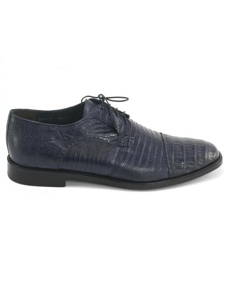 Navy Genuine Teju Lizard And Caiman Mens Los Altos Oxford