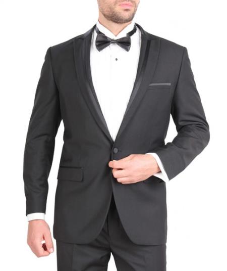 Slim Fit Tuxedo Single Button Stripe Collared