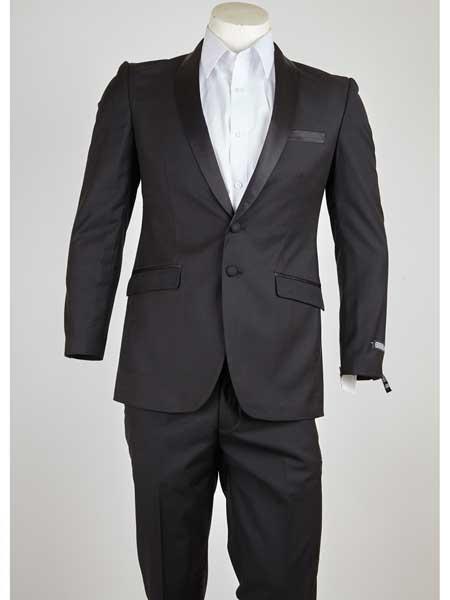 Two buttons Dark color black Suit, Single Breasted Slim Fit