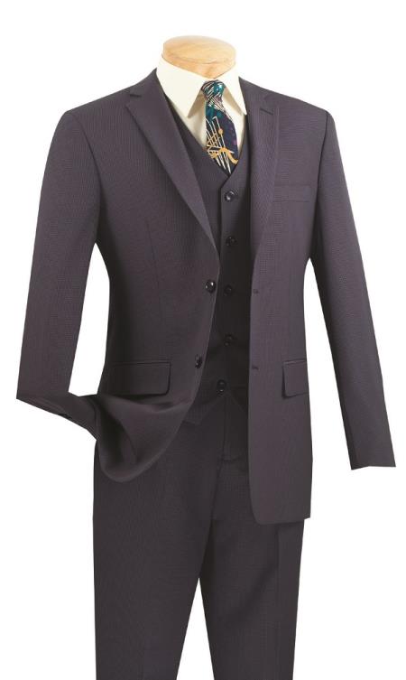 3 Piece Wool fabric Feel Slim Fit Suit – Blue