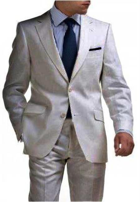 Silver Color Linen Suit Online | Flat Front Pants