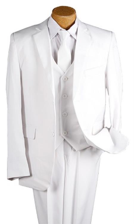 Children Kids Boys White 5 Piece Two buttons Suit - White