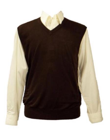 brown sweater with white collar