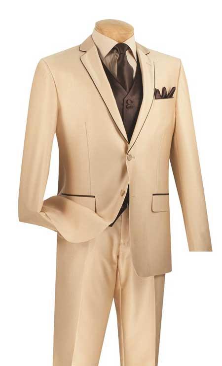 Tan With Coco Chocolate Brown Trim Formal Tuxedo