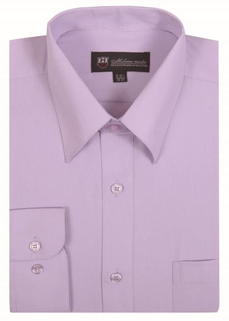 Men's Traditional Plain Solid Lavender Color Dress Shirt