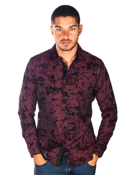 wine color long sleeve shirt