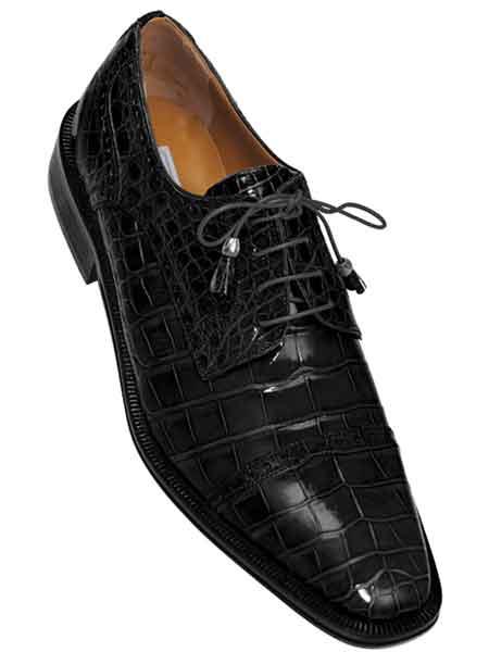 Gator Leather skin Shoes for Men, Dark 