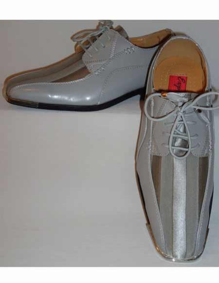 Classy Silvertip Gorgeous Laceup Style Silver Gray Dress Sho   Mens Silver Gray Dress Shoes 30381 