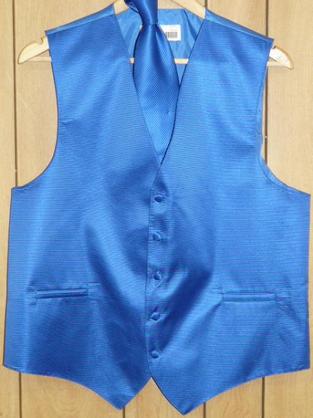 Royal Blue Vest and Tie Combo, Matching Vest and Tie