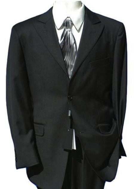 Dark color black Two buttons Peak Collared Suit