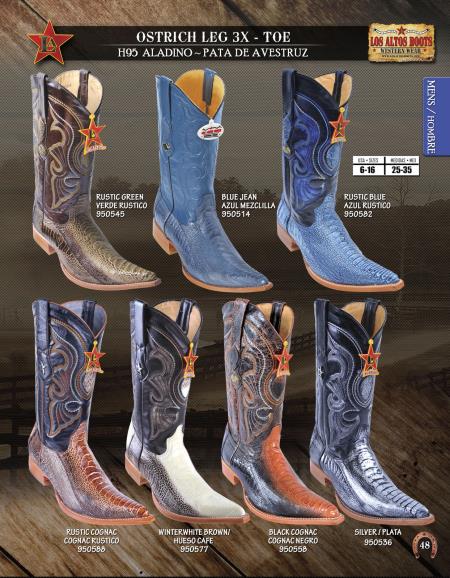 Los altos 3X-Toe Ostrich Leg western Boot Diff.Colors/Sizes