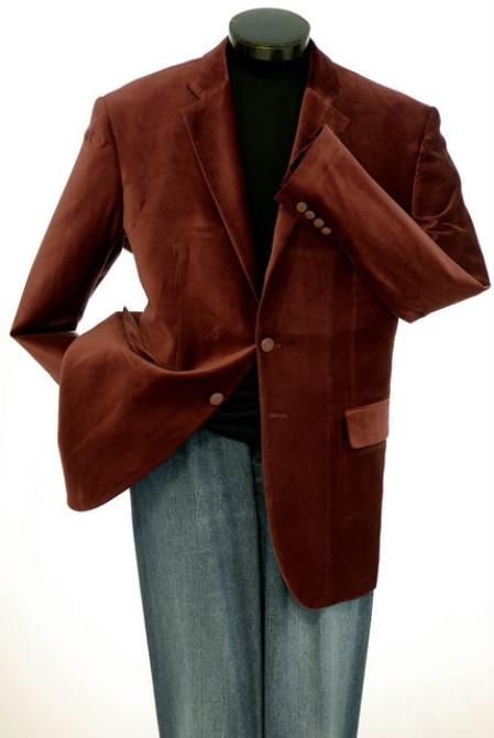 2 Button Mens Brown Velvet Blazer