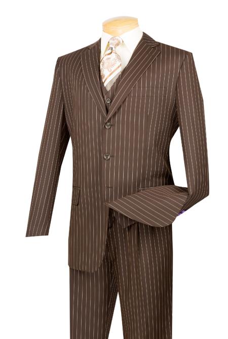 Coco Chocolate Brown Pinstripe Suit 3 Piece Vested Suit Coco Chocolate Brown Pant 5336