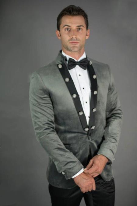 grey velvet jacket mens