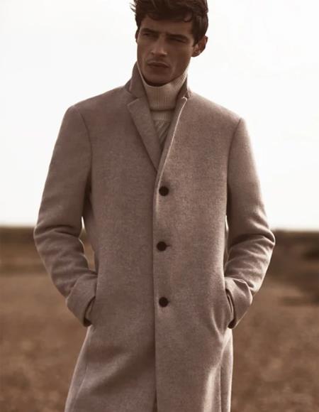 mens oatmeal overcoat