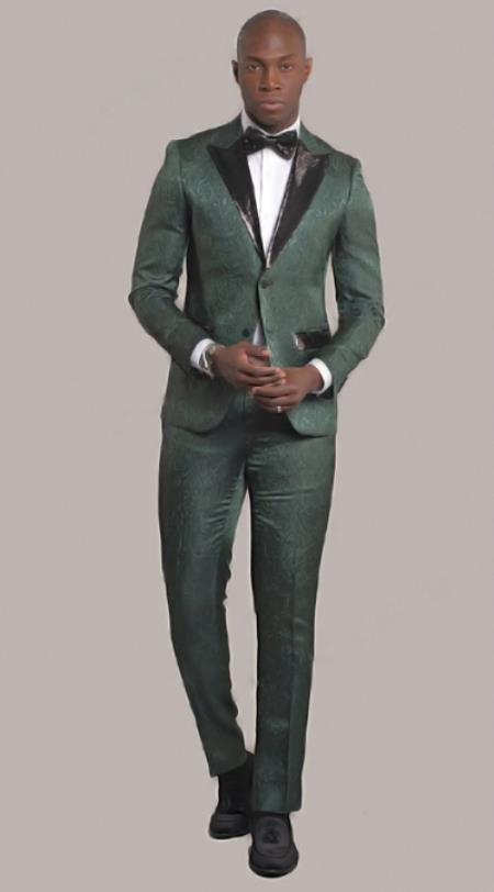 Mens Prom Suit Fashion Wedding Olive Green Jacket and Pants