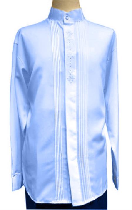 Royal Blue Mandarin ~ Banded Collar Dress Shirts