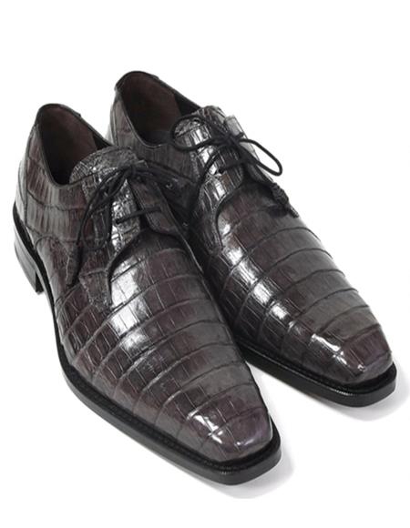 Mezlan Mens Grey Genuine Crocodile Lace-Up