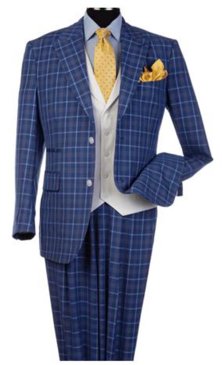 Mens Steve Harvey Suits Blue Peak Lapel Jacket Suit