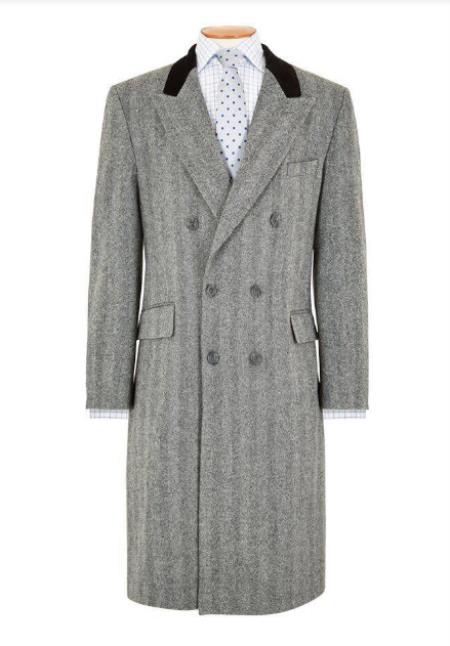 Mens Double Breasted Chesterfield Overcoat Wool Topcoat