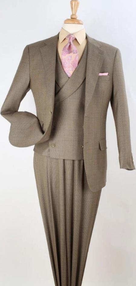 Mens Suit - 100% Wool - Classic Fit Suit - Pleated Pants