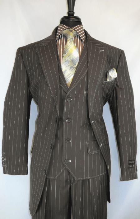 1920s Suit - Gangster Suits - Bold Pinstripe Zoot Suit