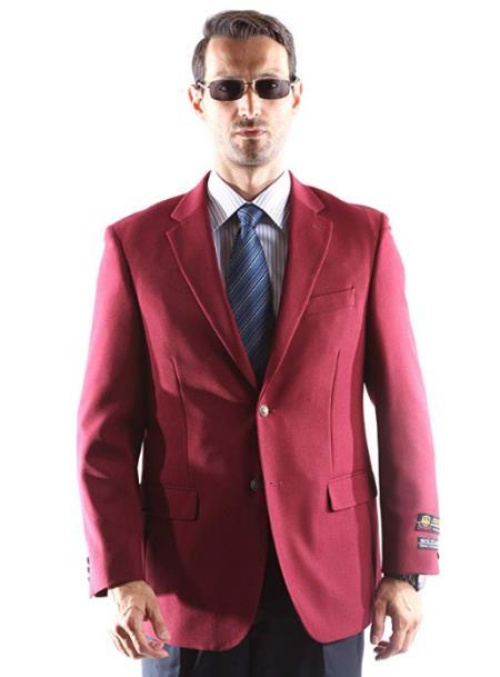 Mens Burgundy 2 Button Extra Long Sport Coat Blazer