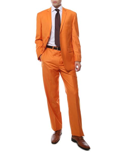 Regular Fit Single Breasted 2 Button Orange Suit