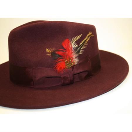 burgundy trilby hat