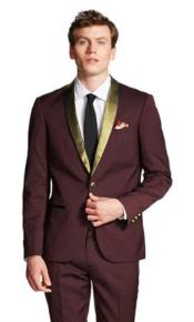 Burgundy Gold color wool suit