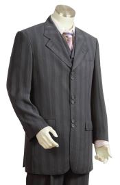 Executive Four buttons Navy Pinstripe Suit with High Notched