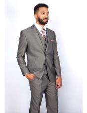 Three Button Light Grey Suit, Regular Fit Pinstripe Suit