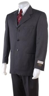 Basic Solid Plain Gray Three button Style Collared Suit