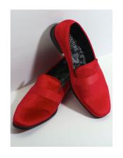 red slip on dress shoes