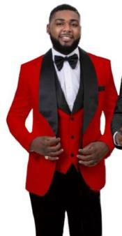 Mens Red And Black Red And White Tuxedo For Prom