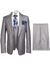  Mens Slim-fit Suit Vested